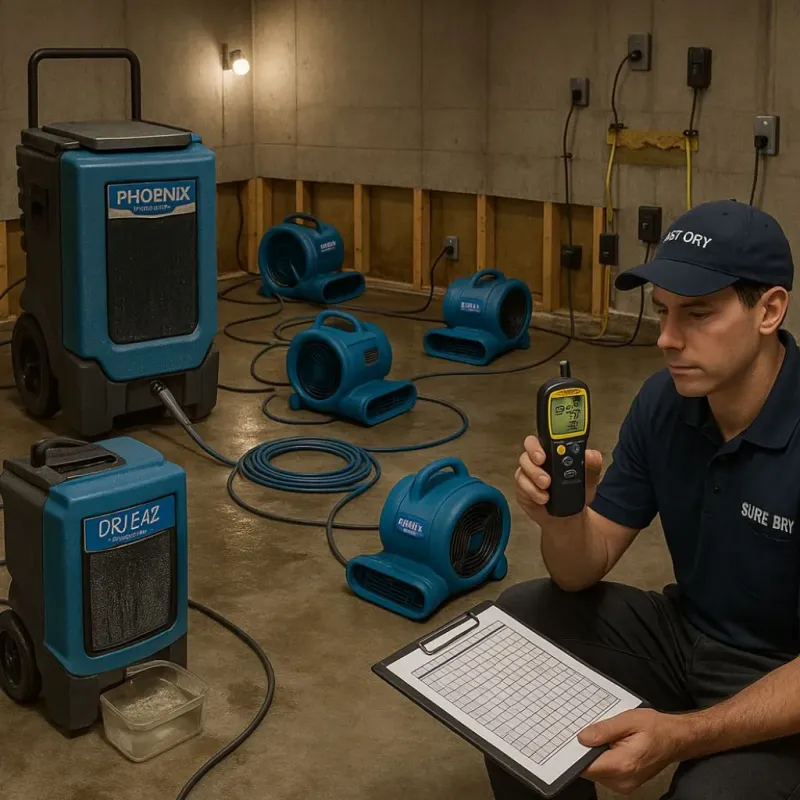 Structural Drying and Dehumidification process in Harleysville, PA